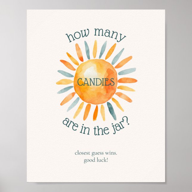 How Many Candies Here Comes the Son Baby Shower Poster (Front)