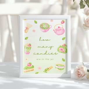 How many candies Matcha Tea Pink Baby Shower Poster