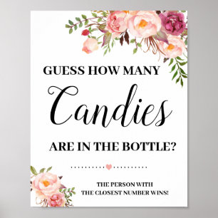 How many Candies shower game sign pink flowers