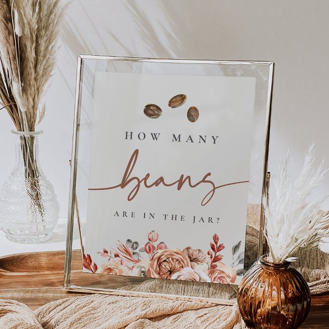 How Many Coffee Beans Are In The Jar Game Sign (Bridal shower coffee bean guessing game sign)