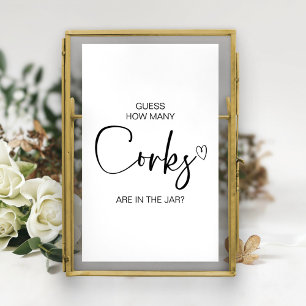 How Many Corks Are In The Jar Sign Bridal Shower