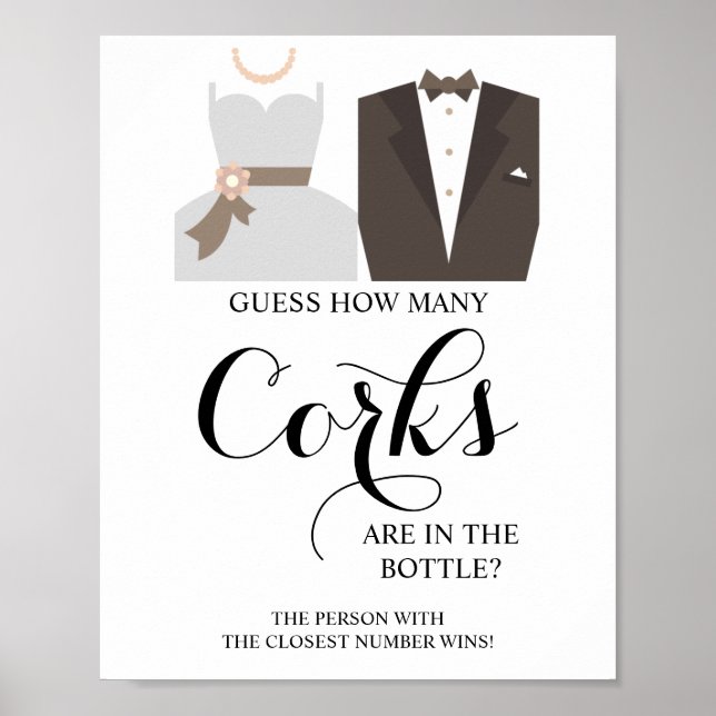 How Many Corks Bridal Shower Game Sign (Front)