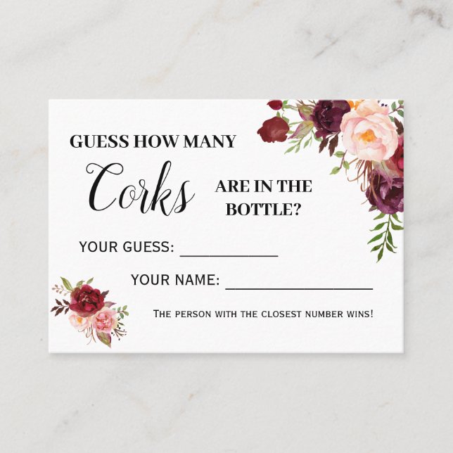 How many corks game english spanish shower card (Front)