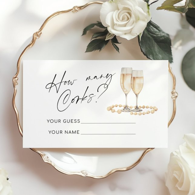 How many Corks Minimalist bridal shower game Enclosure Card (Creator Uploaded)