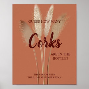 How Many Corks Pampas Bridal Shower Game Sign