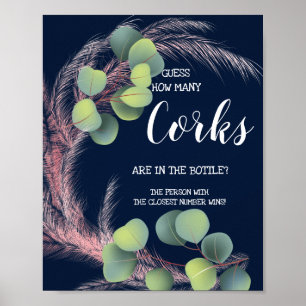 How Many Corks Pampas Grass Bridal Shower Sign