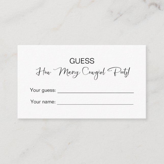  How Many Cowgirl Boots! Bridal Shower Enclosure Card (Front)