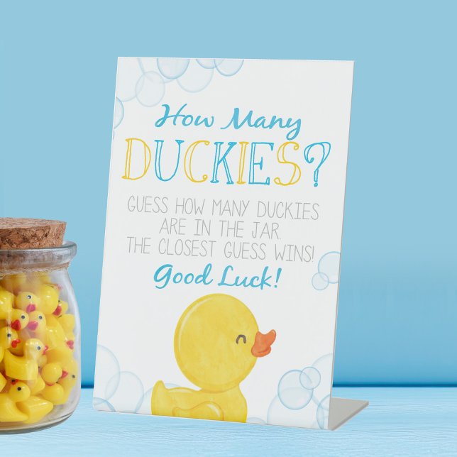 How Many Duckies Birthday or Baby Shower Game Pedestal Sign (How Many Duckies Birthday or Baby Shower Guessing Game Sign)