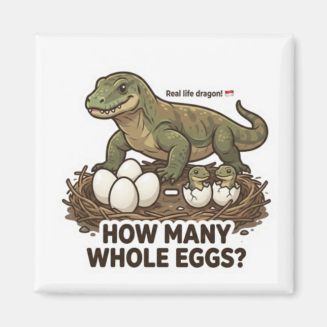 How Many Eggs? Komodo Dragon Math Game Magnet (Front)