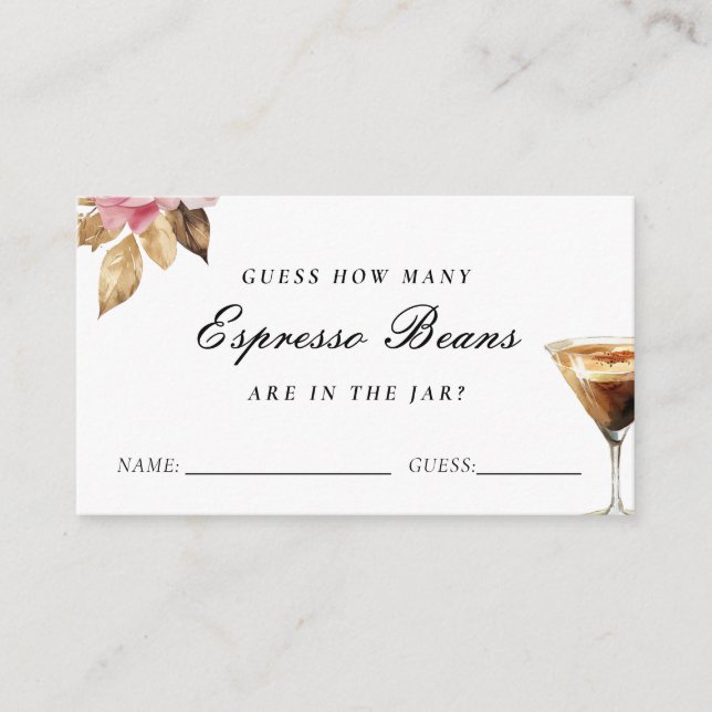 How Many Espresso Beans Bridal Shower Enclosure Card (Front)