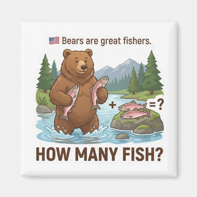 How Many Fish? – Bear Fishing Learning Magnet (Front)