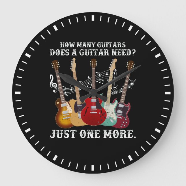 How Many Guitars Gift For Guitar Player Large Clock (Front)