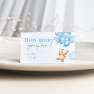 How many gummy bears are in the jar blue balloons enclosure card