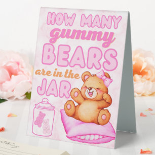 How Many Gummy Bears Pink Baby Shower Game