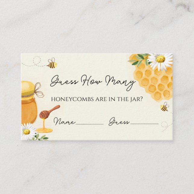 How many honeycombs baby shower game enclosure card (Front)