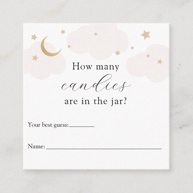 How Many in the Jar Pink Moon Baby Shower Game Enclosure Card (Front)