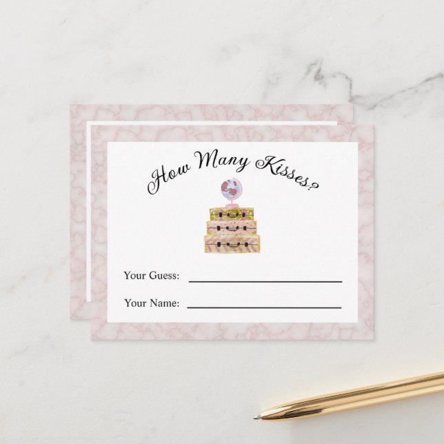 How Many Kisses Answer Card Travel Theme (Front/Back In Situ)