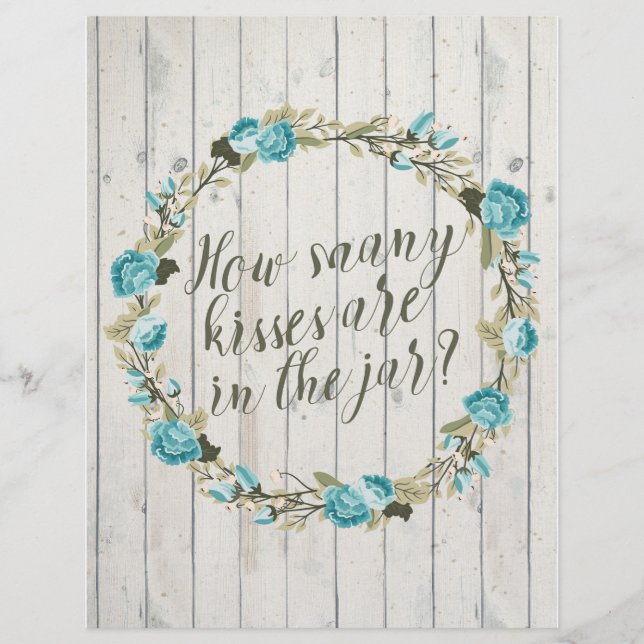How Many Kisses are in the Jar Bridal Shower Game (Front)