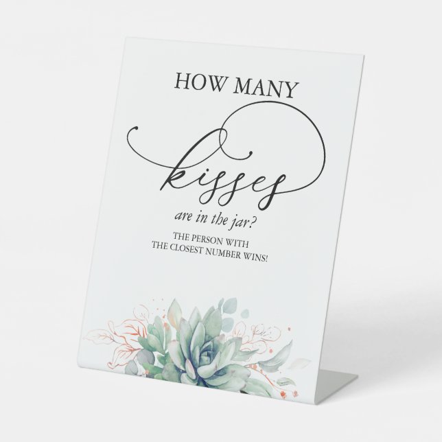 How many kisses are in the jar? pedestal sign (Front)
