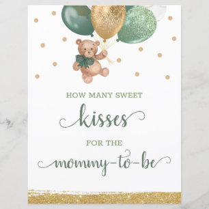 How Many Kisses Baby Shower Game Teddy Bear