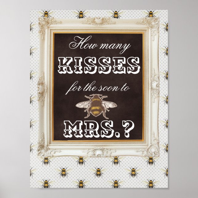 How Many Kisses Bridal Shower Game-back background Poster (Front)