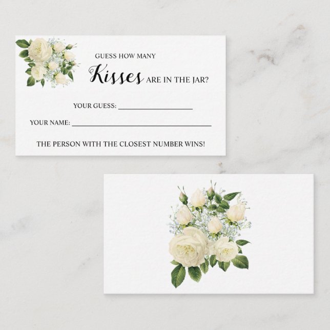 How Many Kisses Bridal Shower Game Card (Front/Back)