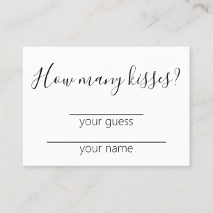 How Many Kisses Bridal Shower Game Guess Card