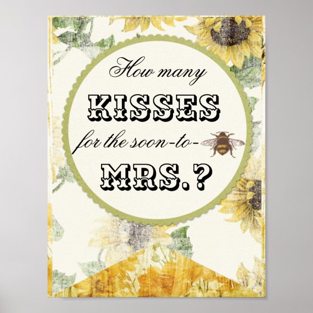How Many Kisses Bridal Shower Game Poster (Front)