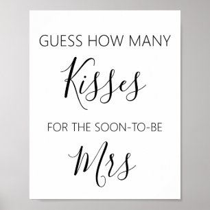 How Many Kisses Bridal Shower Game Poster