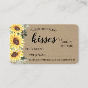 How Many Kisses Bridal Shower Sunflowers game card