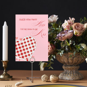 How Many Kisses Bridal Shower Valentine's Game  Pedestal Sign