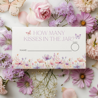 How many kisses Floral Butterfly Bridal Shower Enclosure Card