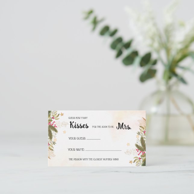 How Many Kisses for Mrs Christmas Shower Game Plac Place Card (Standing Front)