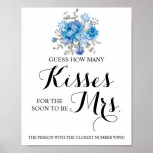 How Many Kisses for Mrs Shower Game Sign