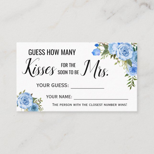 How many Kisses for the Soon to be Mrs game card (Front)