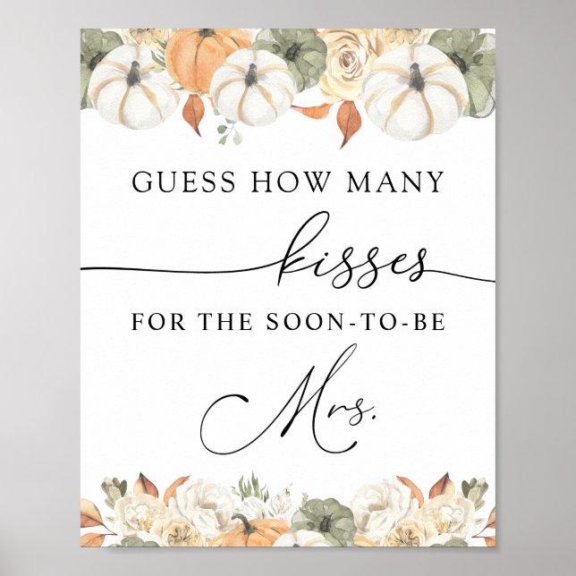 How Many Kisses for the Soon to be Mrs Sign (Front)