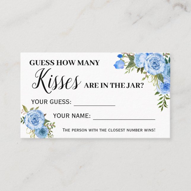 How many Kisses game english spanish shower card (Front)