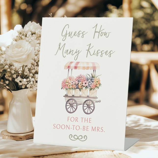 How Many Kisses Game Flower Market Bridal Shower Pedestal Sign (Creator Uploaded)