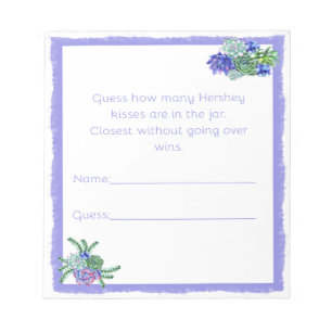 How many kisses guessing Cards Succulent Notepad