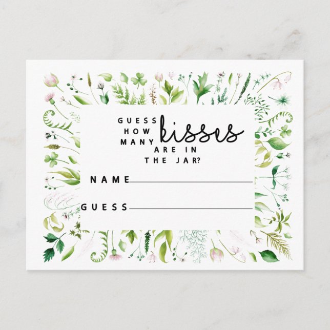 how many kisses in the jar game bridal shower postcard (Front)