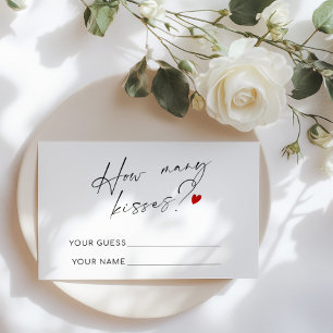How many kisses minimalist bridal shower game enclosure card