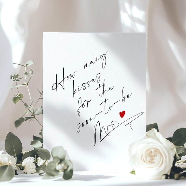 How many kisses Minimalist Script Bridal shower Poster (Creator Uploaded)
