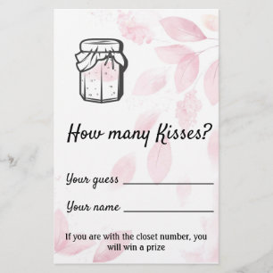 How many Kisses? - Pink Watercolor Flyer