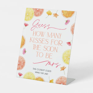 How Many Kisses Sign Bridal Shower Game Citrus