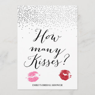 How Many Kisses Silver Bridal Shower Game 5x7 Invitation