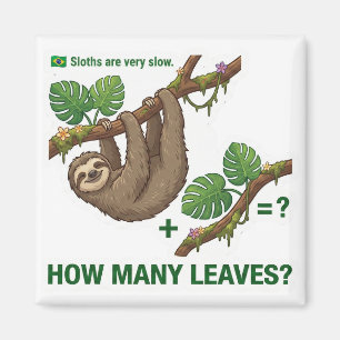 How Many Leaves? Sloth Brazil Math Game Magnet