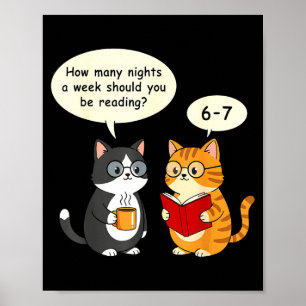 How Many Nights Reading 67 Englieacher Cats Book L Poster