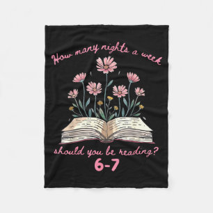 How Many Nights Reading 67 Meme Floral Book Lover Fleece Blanket