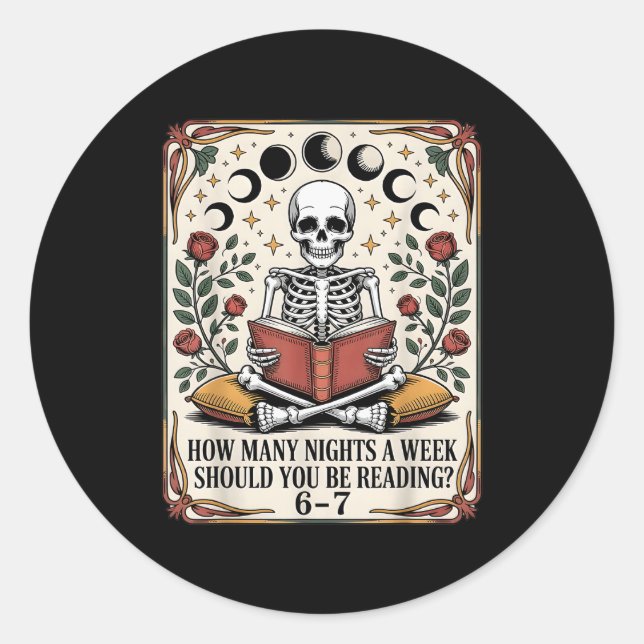 How Many Nights Reading Meme 6 7 Funny Book Lover  Classic Round Sticker (Front)