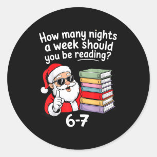 How Many Nights Reading Teacher 67 Christmas Six S Classic Round Sticker